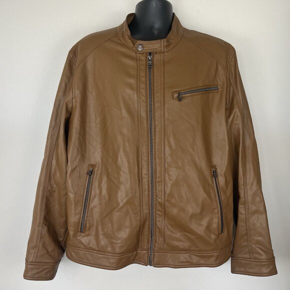 Michael Kors Men's Vegan Leather Moto Bomber Jacket Coat - Picture 1 of 9